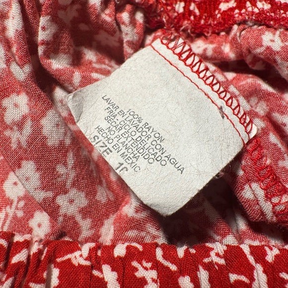 Vintage A-Line Midi Skirt Red & White Floral - Picture 4 of 7